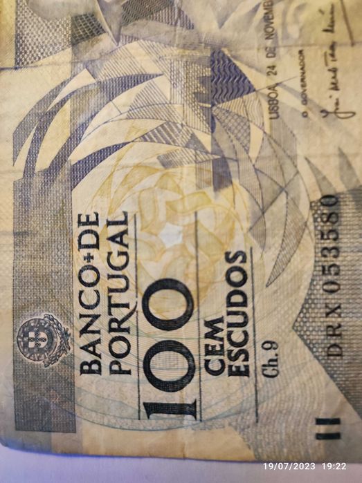 Nota de 100 Escudos de 1988, Circulada, chapa 9