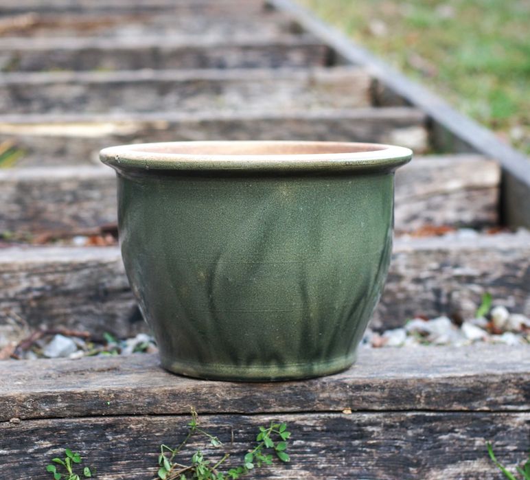 donica ceramiczna szkliwiona zielona duża
