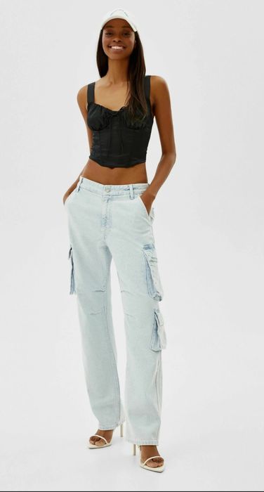 Krótki satynowy top Bershka roz. 36/S
