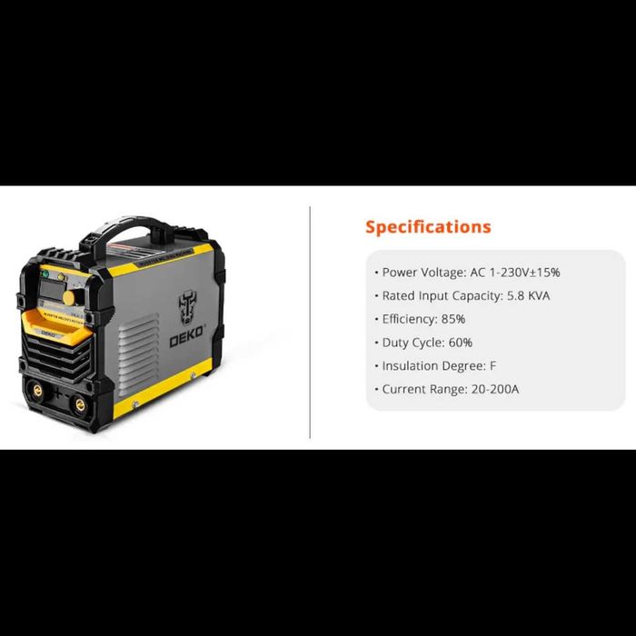 D41- Deko Máquina de soldar INVERTER 200A com LCD digital (com cabos)