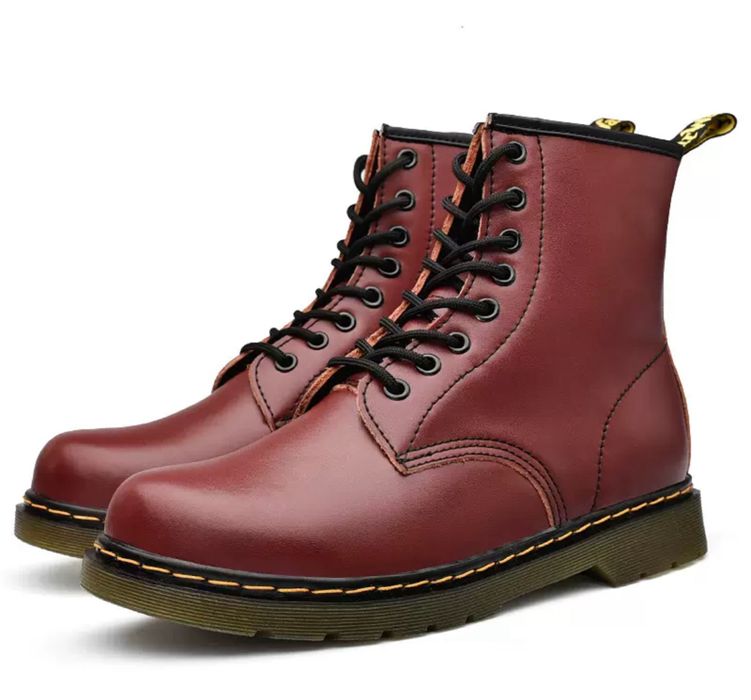 Glany traperki martensy timberki botki czerwone wino workery