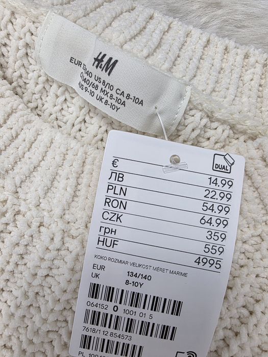 Sweter sweterek beżowy beż kremowy hm H&M 134 140
