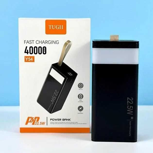 Повербанк 40000mAh 22.5W Fast Charge Power Bank з ліхтарем дисплеєм Type-C USB зовнішній акумулятор для смартфона