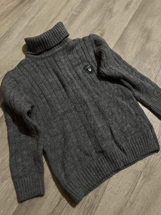 Светр з горлом вʼязаний темлий сірий
