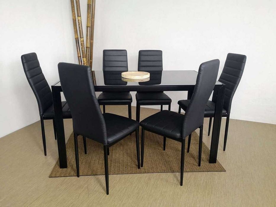Mesa de jantar preto 6 sillas - envio gratis