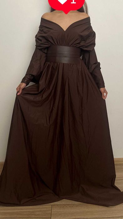 Suknia Brązowa w stylu Boho