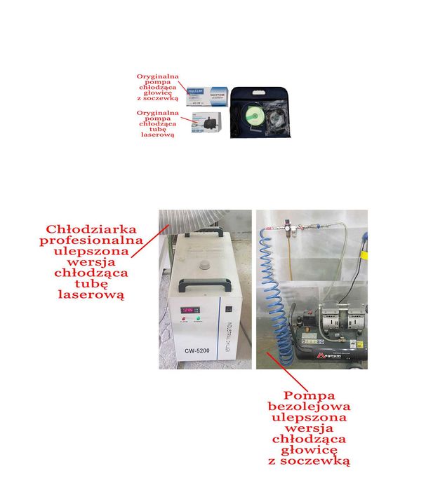 Laser CO-2 60x90 120w Ochłodzenie profesjonalne kompresor bezolejowy.