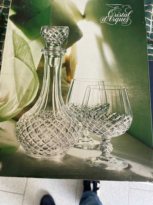 Garrafa e 2 cálices para licor Cristal D'Arques