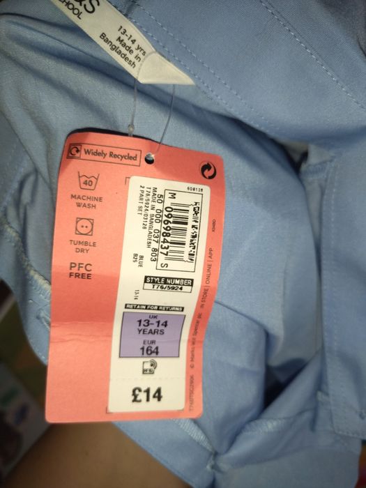 Рубашка блузка шкільна 13 - 14 років 170 см  Mark & Spencer  M&S