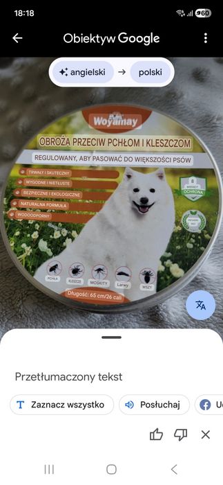 Obroża dla psa 65 cm przeciw pchałom i kleszczom