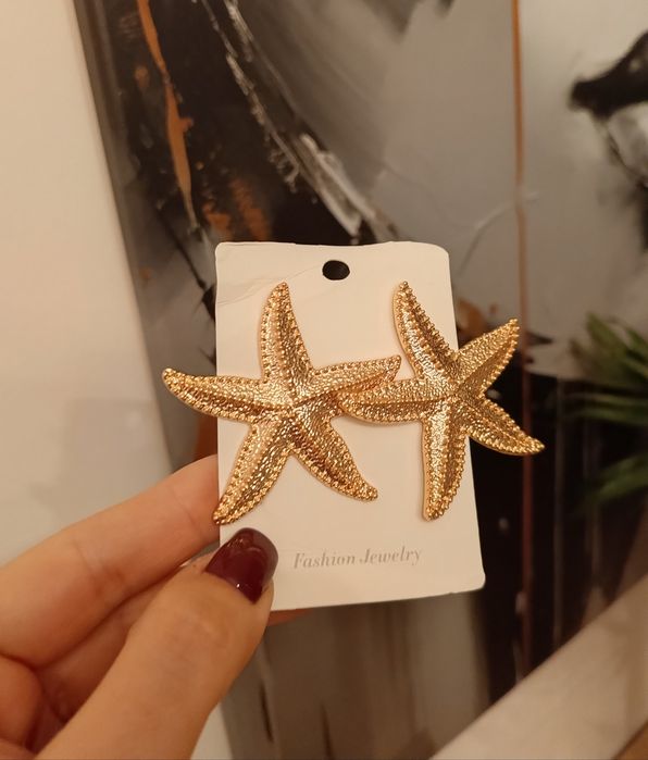 Kolczyki gwiazdy złote rozgwiazdy 6cm