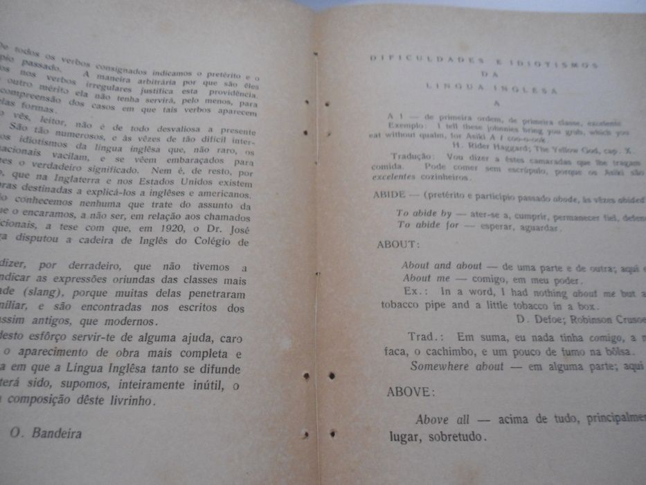 Dificuldades e Idiotismos da Língua Inglesa de O. Bandeira (1947)