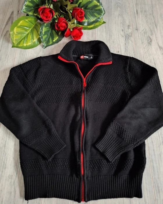 Meski czarny zimowy sweter gruby rozpinany xl