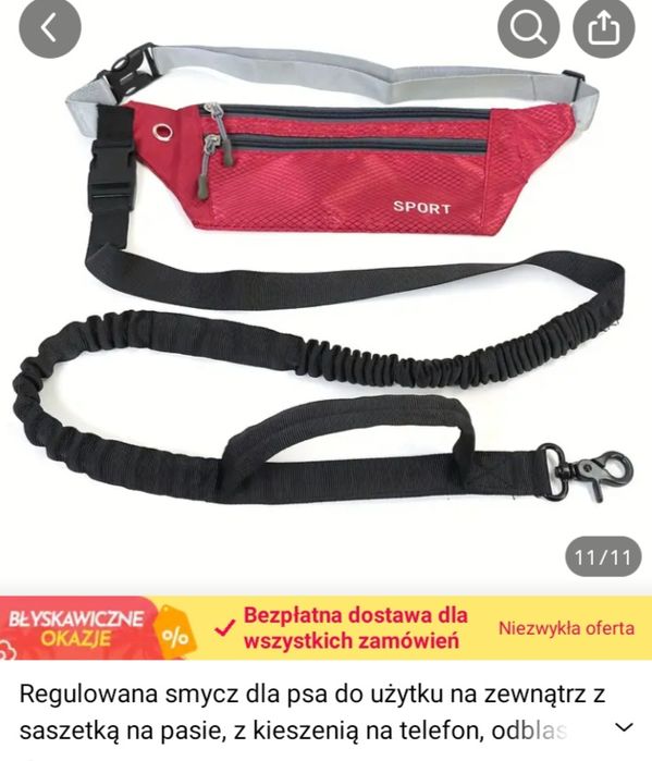 Smycz dla psa bez trzymania, do biegania, spacerów