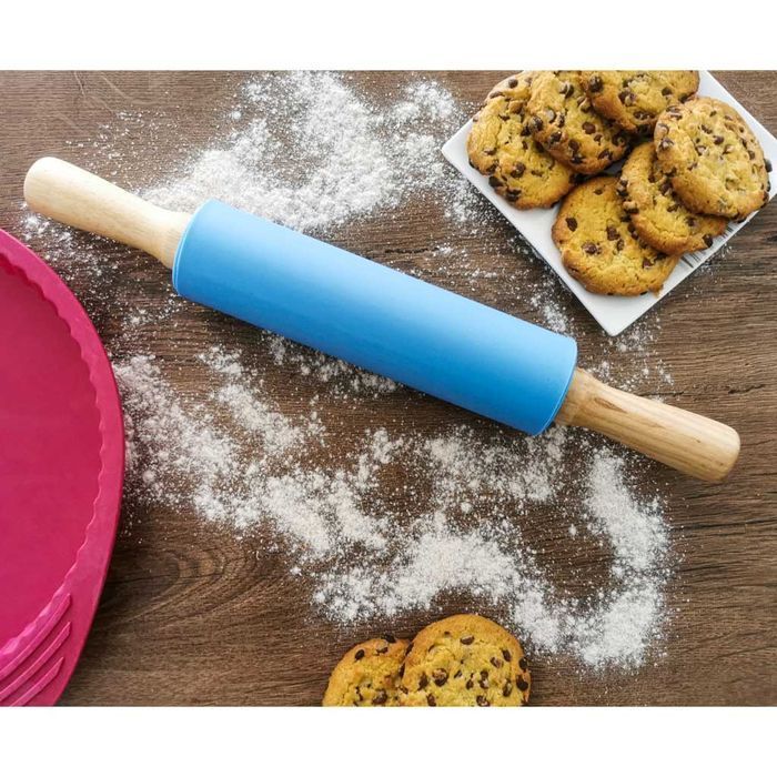 wałek do ciasta silikonowy 38cm niebieski