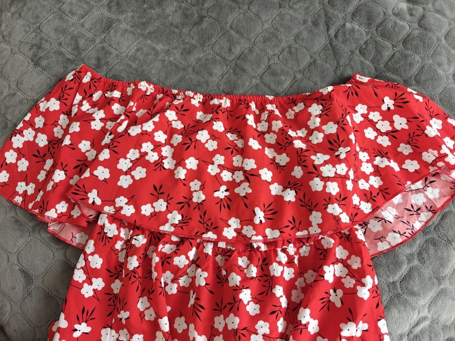Плаття з воланом червоне в квітковий принт shein L  40 розмір вагітним