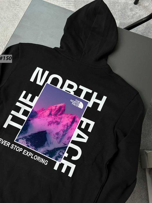 Черное Худи THE NORTH FACE Stallker — TNF Сталкер Большой Принт — Толстовка ТНФ