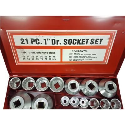 Zestaw kluczy nasadowych 30-80mm 1" 21szt