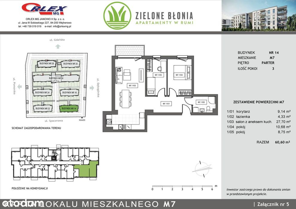 Mieszkanie narożne 3-pokojowe 14/M7