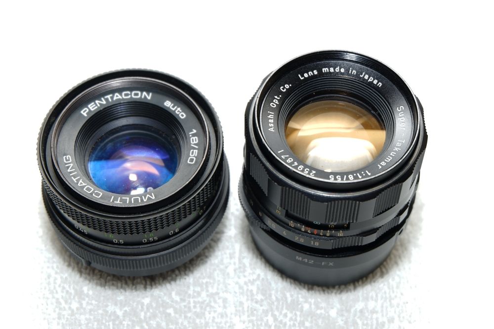 Fujinon Fujifilm super-takumar 55mm 1.8, pentacon 50mm 1.8 m42-fx