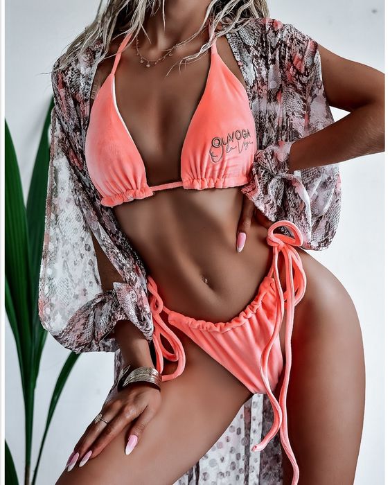 Nowe bikini welurowe Velvet Summer Ola Voga łososiowe, rozm M