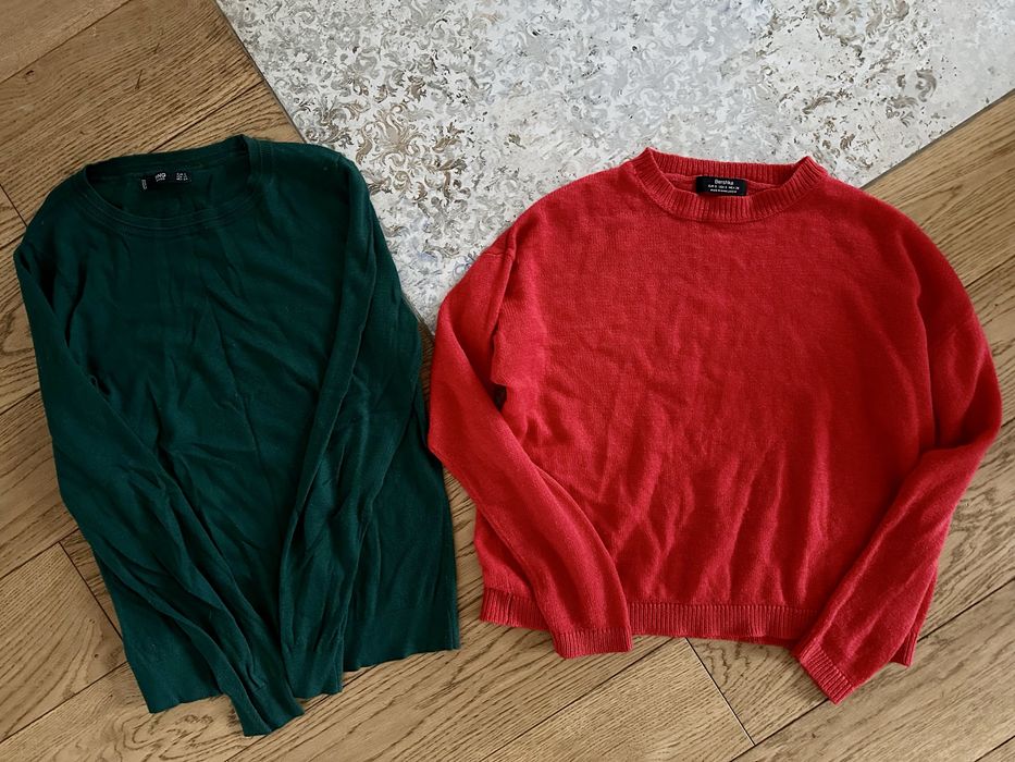 2 lekkie gładkie swetry s/m MANGO i BERSHKA