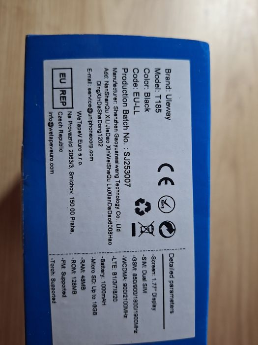 Telefon komórkowy dla seniorów do dzwonienia USB-C czarny Uleway 4G T185