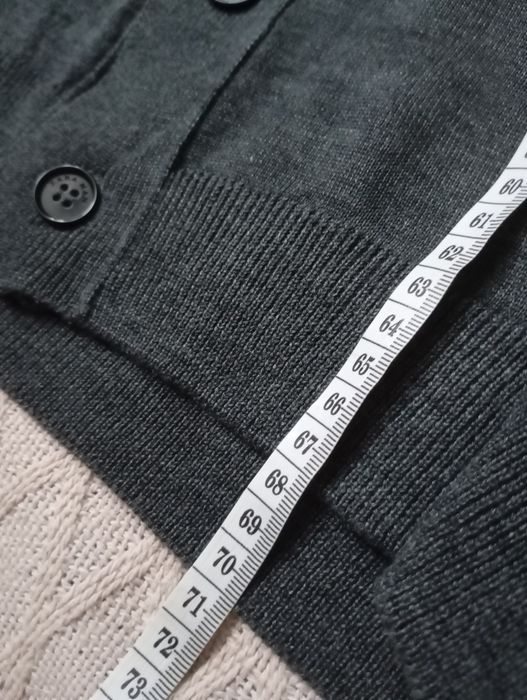 ZARA M-L NOWY wełniany szary grafitowy kardigan męski