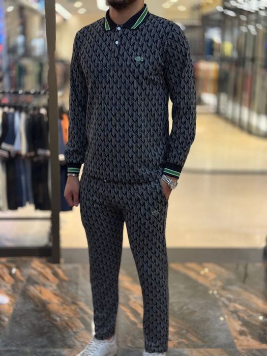 ЦЕНА ТАКОГО 3900! Мужской костюм LACOSTE кофта штаны хлопок Осень люкс