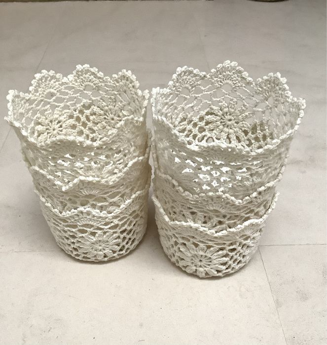 6 recipientes de crochet endurecido