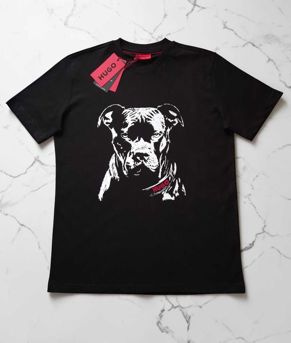 Hugo Boss Hugo Czarna Koszulka T Shirt Pitbull Pies Męska Premium Bawełniana L XL 3XL Streetwear