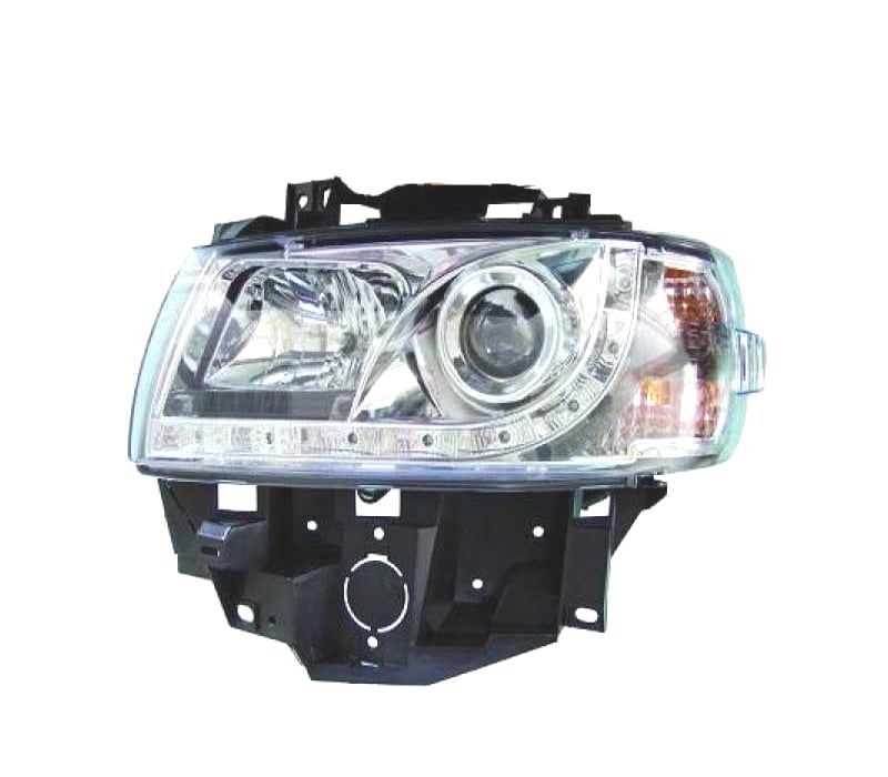 FARÓIS VOLKSWAGEN VW T4 CARAVELLE MULTIVAN 97-03 LUZ DIURNA FUNDO CROMADO