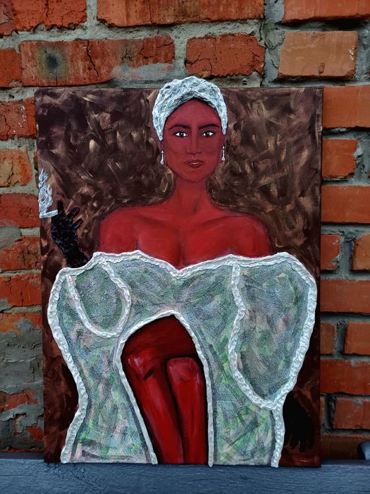 Картина на подарок, ручна робота, блестки, поп арт, женщина, интерьер