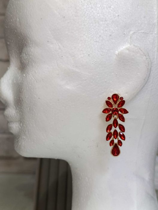 eleganckie kolczyki czerwone studniówka Boże narodzenie świąteczne new
