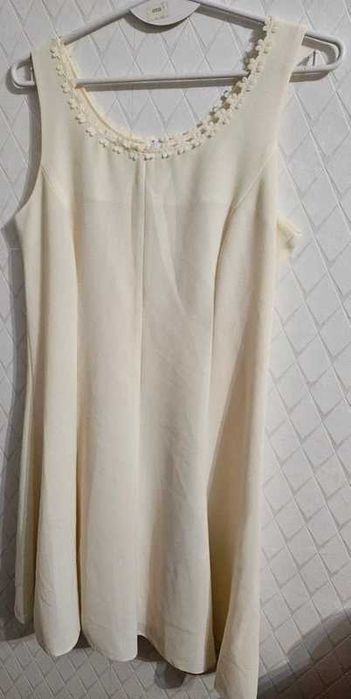 Kremowa sukienka z bolerkiem elegancki komplet damski rozmiar 40