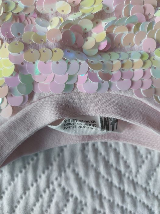 Bluza sweter cekiny błyszcząca rozowa hm rozm 110-116