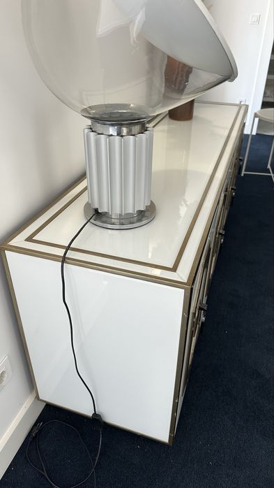 PROMOÇAO Aparador ÁREA STORE / Buffet Art Déco 4 Portas Branco e Dourado – 180cm