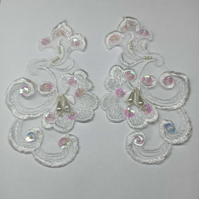 Gipióra koronka haft z cekinami dekoracje ślubne dziecięce