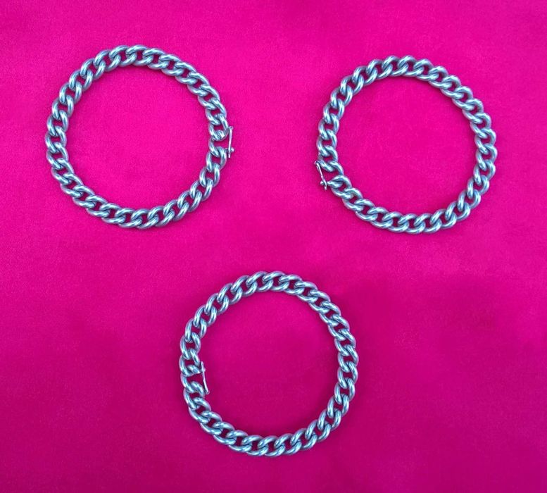 Bransoletki łańcuch Warmet 3 komplet srebro 925 biżuteria PRL Vintage