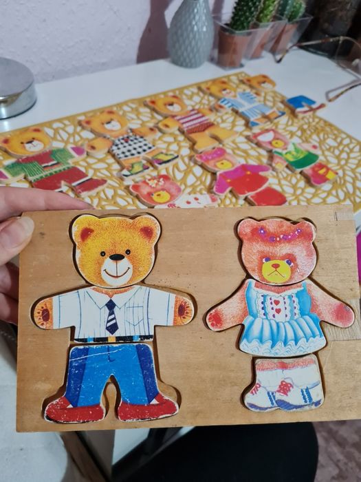Ubieranki misie zabawka drewniana retro