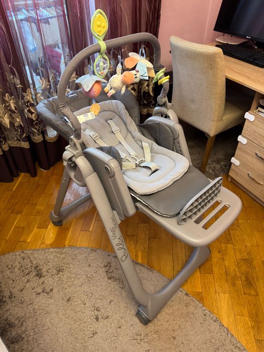 Стільчик для годування/шезлонг Chicco Polly Magic Relax сірий,як новий