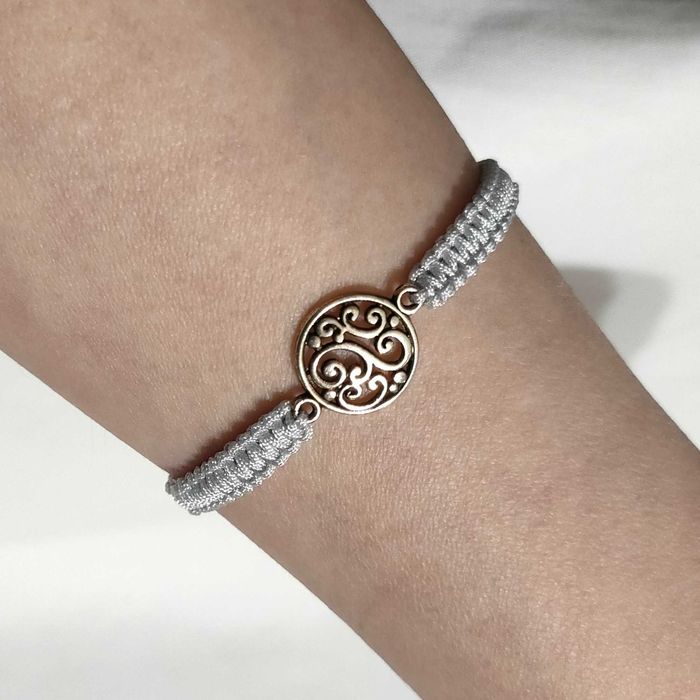 B458 Bransoletka Kółko ażurowe makrama pleciona Handmade Rękodzieło