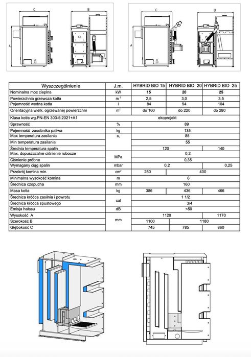 Kocioł HYBRID BIO DUO Pellet 15kW 5klasa Hajnówka