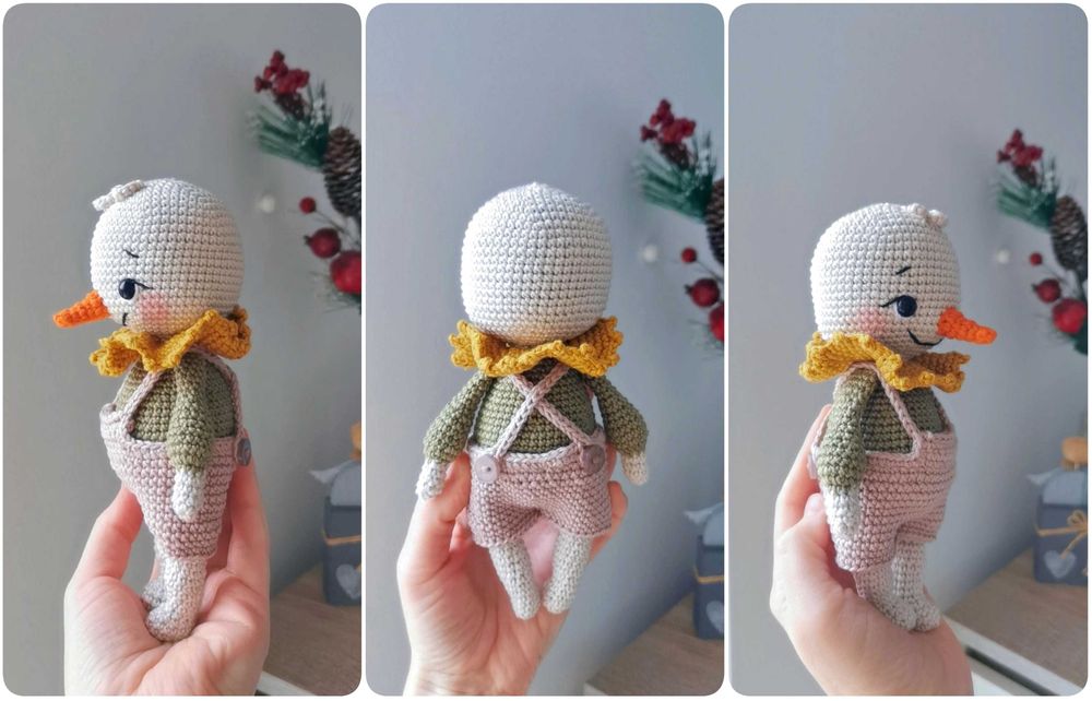 Bałwanek na szydełku, bałwan, maskotka przytulanka handmade