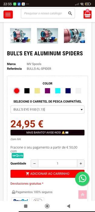 Aranha MV spools NOVA bullseye