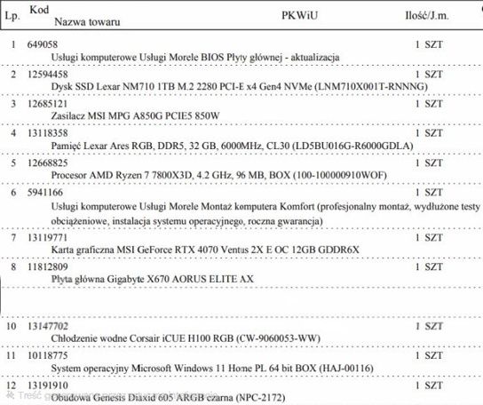 Komputer gamingowy RTX 4070, 32GB RAMU, Ryzen 7 7800X3D