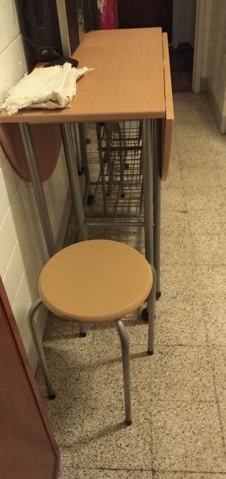 Cadeiras em mogno e pele genuína + mesa de cozinha + armário WC