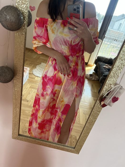 Sukienka plazowa dluga maxi hiszpanka z rozcieciem ola voga