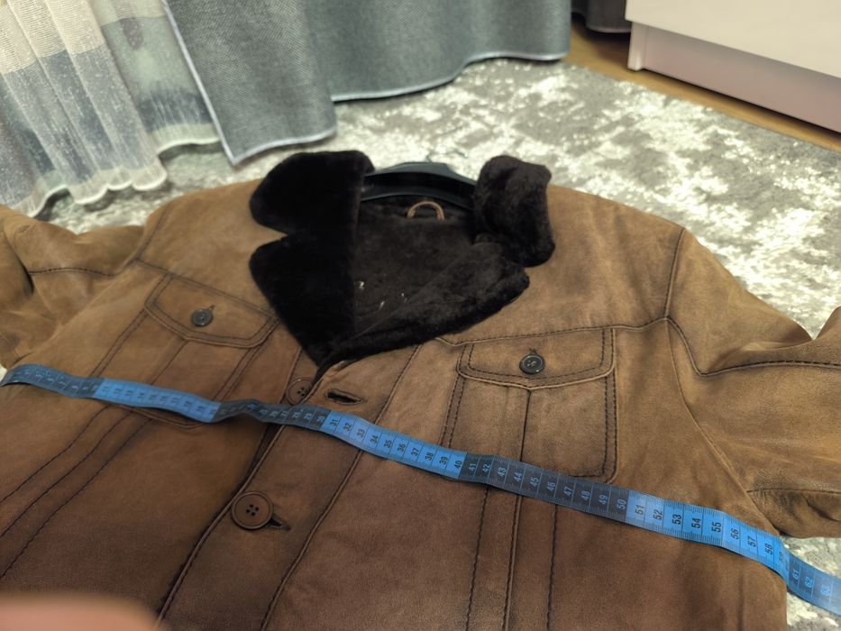 Чоловіча шкіряна зимова куртка натуральна хутро та шкіра Італія