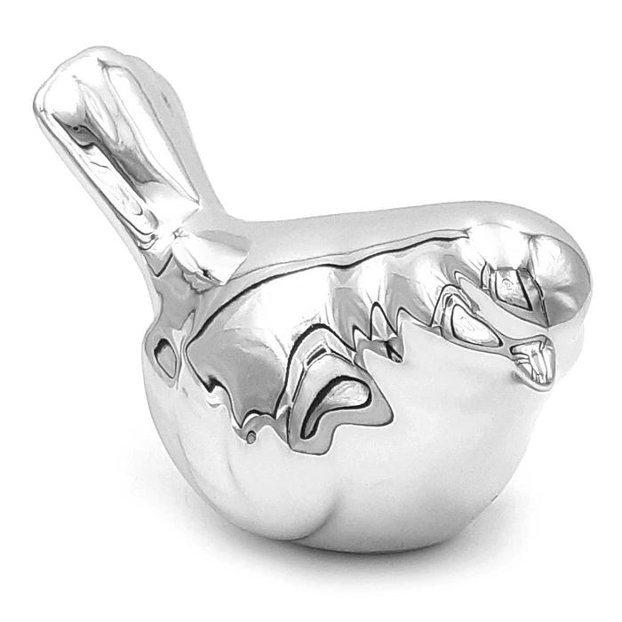 Ptaszek ceramiczny lustrzany figurka dekoracja Glamour 10 cm srebrny